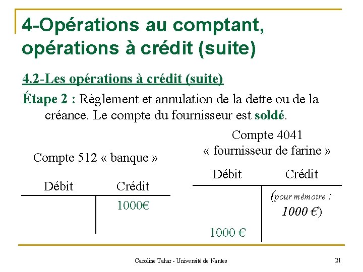 4 -Opérations au comptant, opérations à crédit (suite) 4. 2 -Les opérations à crédit