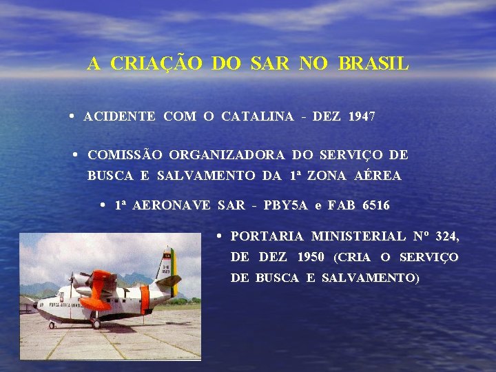 A CRIAÇÃO DO SAR NO BRASIL ACIDENTE COM O CATALINA - DEZ 1947 COMISSÃO