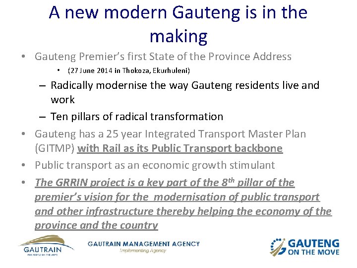 A new modern Gauteng is in the making • Gauteng Premier’s first State of