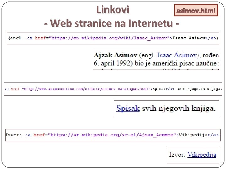 Linkovi asimov. html - Web stranice na Internetu - 