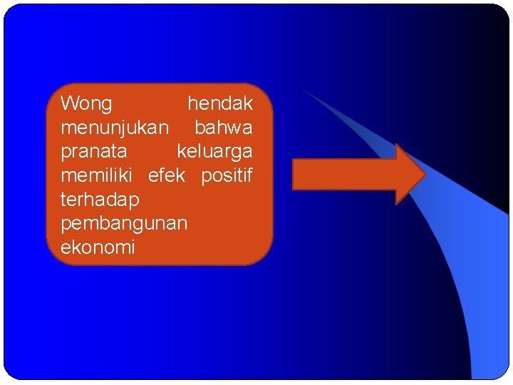 Wong hendak menunjukan bahwa pranata keluarga memiliki efek positif terhadap pembangunan ekonomi 