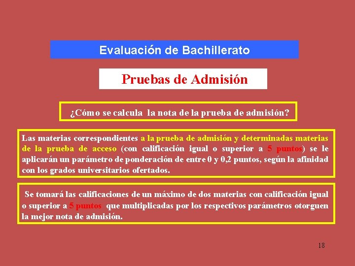 Evaluación de Bachillerato Pruebas de Admisión ¿Cómo se calcula la nota de la prueba