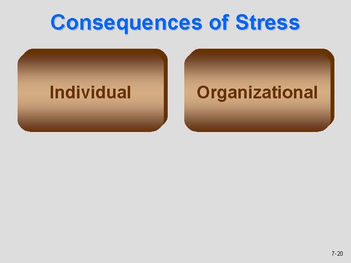 Consequences of Stress Individual Organizational 7 -20 