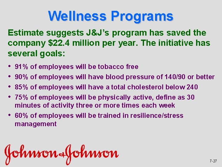 Wellness Programs Estimate suggests J&J’s program has saved the company $22. 4 million per