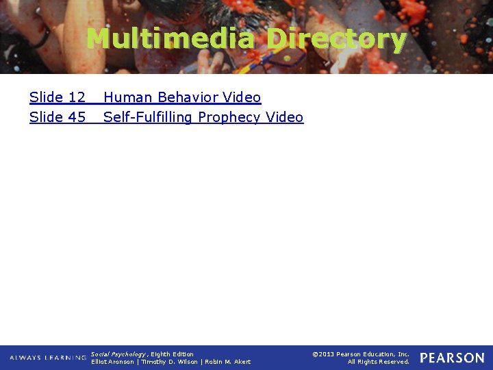 Multimedia Directory Slide 12 Slide 45 Human Behavior Video Self-Fulfilling Prophecy Video Social Psychology,