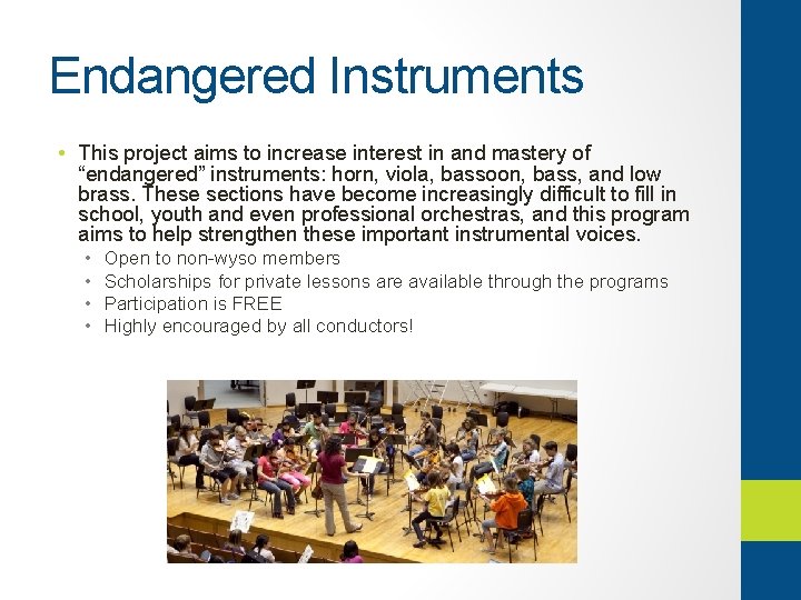 Endangered Instruments • This project aims to increase interest in and mastery of “endangered”