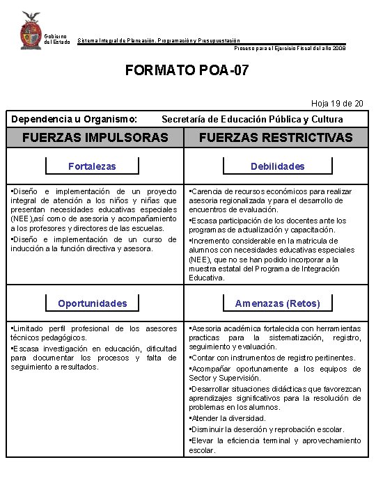 Gobierno del Estado Sistema Integral de Planeación, Programación y Presupuestación Proceso para el Ejercicio