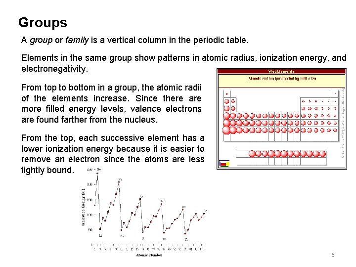 Groups A group or family is a vertical column in the periodic table. Elements