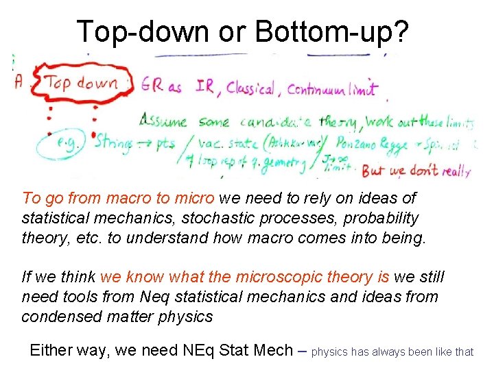 Top-down or Bottom-up? To go from macro to micro we need to rely on