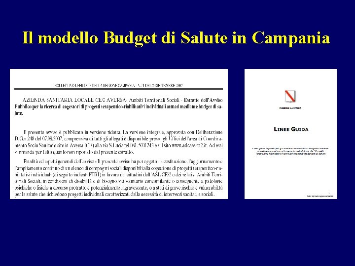 Il modello Budget di Salute in Campania 