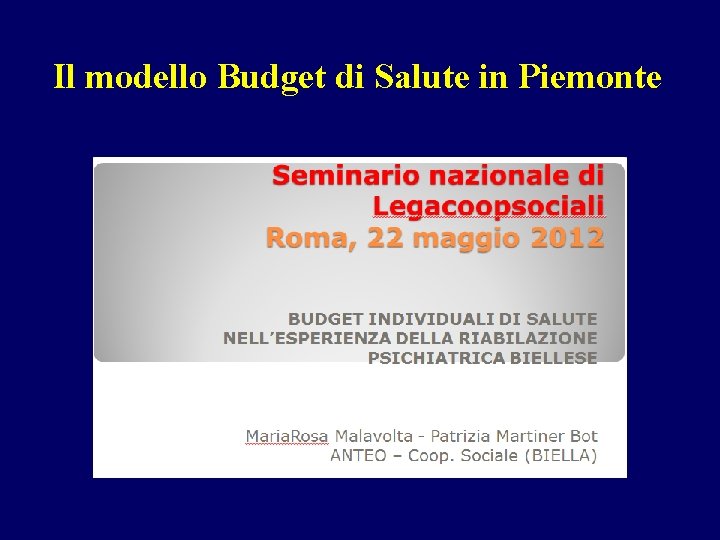 Il modello Budget di Salute in Piemonte 