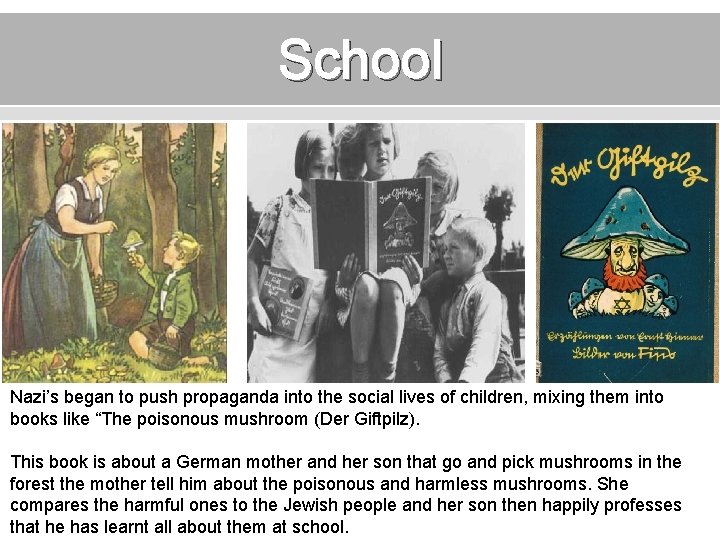 School Nazi’s began to push propaganda into the social lives of children, mixing them