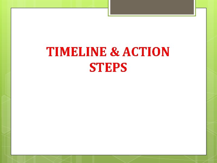 TIMELINE & ACTION STEPS 