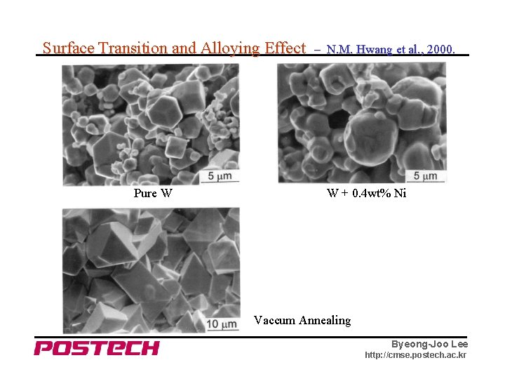 Surface Transition and Alloying Effect Pure W – N. M. Hwang et al. ,