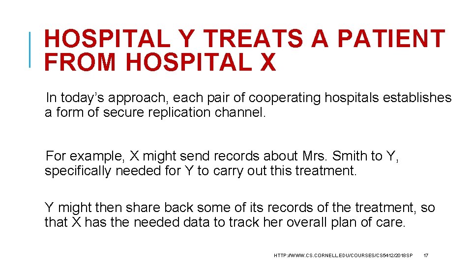 HOSPITAL Y TREATS A PATIENT FROM HOSPITAL X In today’s approach, each pair of