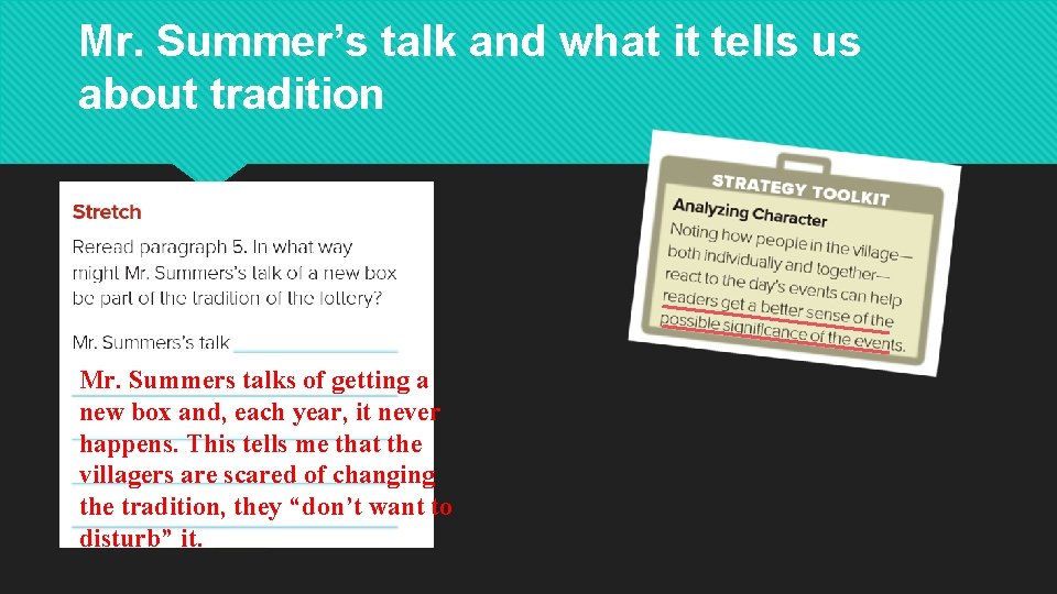 Mr. Summer’s talk and what it tells us about tradition Mr. Summers talks of