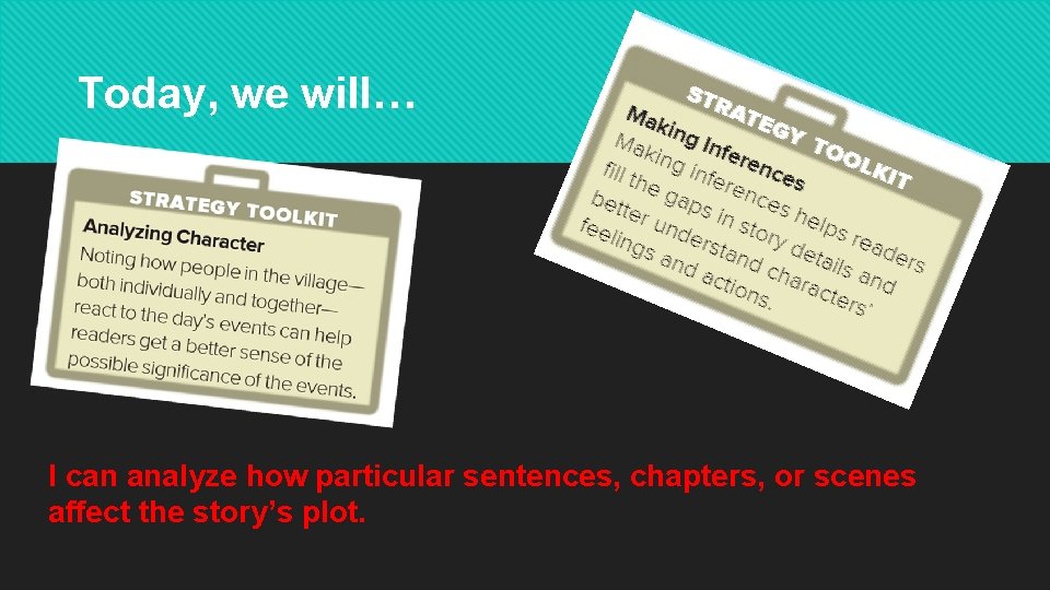 Today, we will… I can analyze how particular sentences, chapters, or scenes affect the