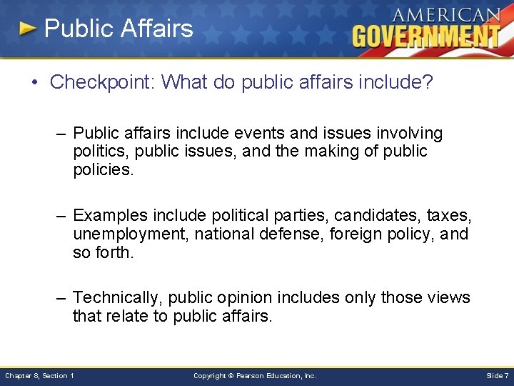 Public Affairs • Checkpoint: What do public affairs include? – Public affairs include events