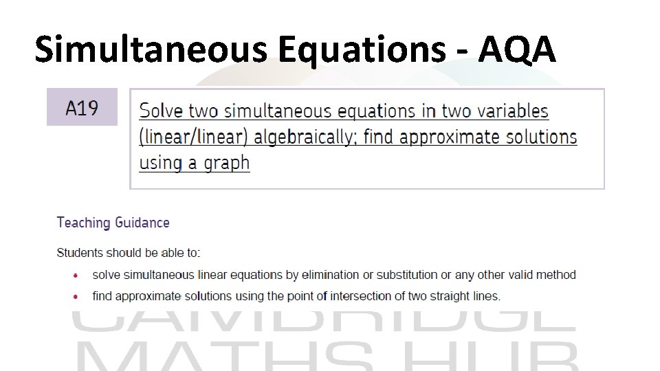 Simultaneous Equations - AQA 