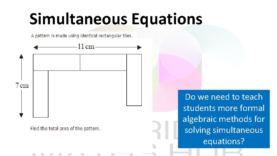 Simultaneous Equations Do we need to teach students more formal algebraic methods for solving