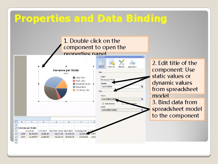 Properties and Data Binding 1. Double click on the component to open the properties