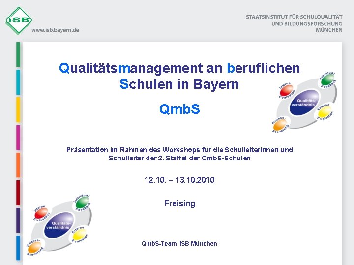 Qualitätsmanagement an beruflichen Schulen in Bayern Qmb. S Präsentation im Rahmen des Workshops für