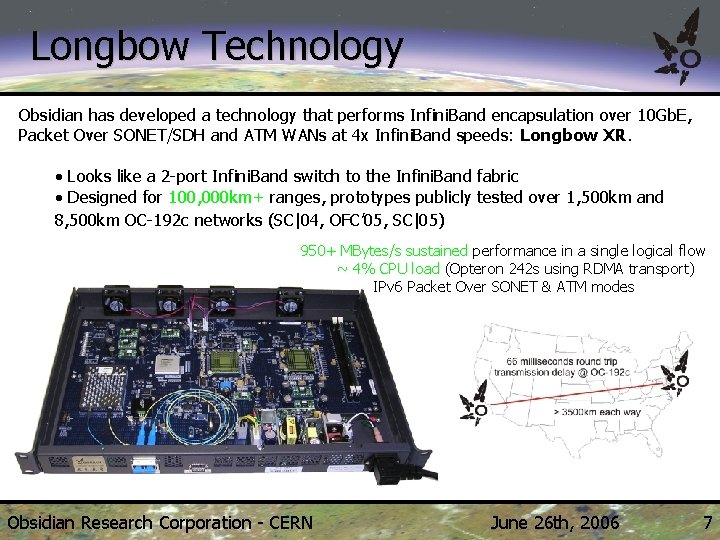 Longbow Technology Obsidian has developed a technology that performs Infini. Band encapsulation over 10