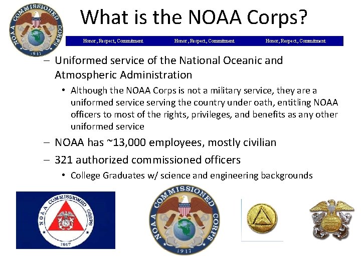 What is the NOAA Corps? Honor, Respect, Commitment – Uniformed service of the National