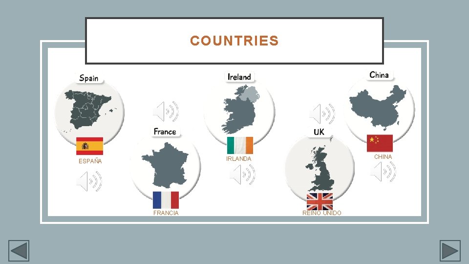 COUNTRIES CHINA IRLANDA ESPAÑA FRANCIA REINO UNIDO 