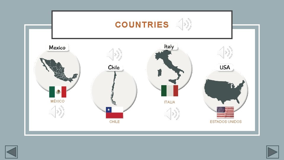 COUNTRIES MÉXICO ITALIA CHILE ESTADOS UNIDOS 