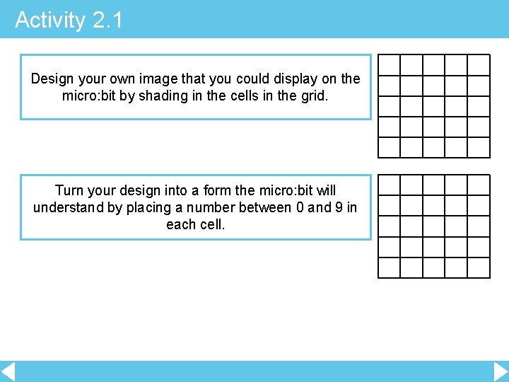 Activity 2. 1 Design your own image that you could display on the micro: