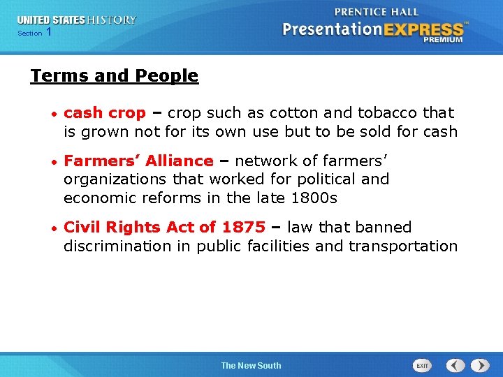 Chapter Section 1 25 Section 1 Terms and People • cash crop – crop