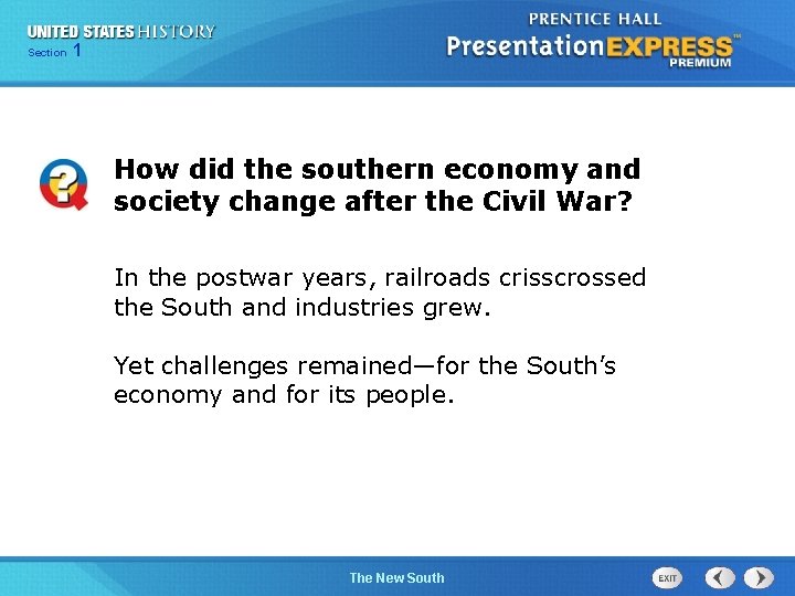Chapter Section 1 25 Section 1 How did the southern economy and society change
