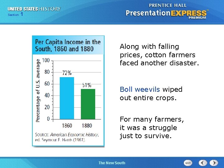 Chapter Section 1 25 Section 1 Along with falling prices, cotton farmers faced another