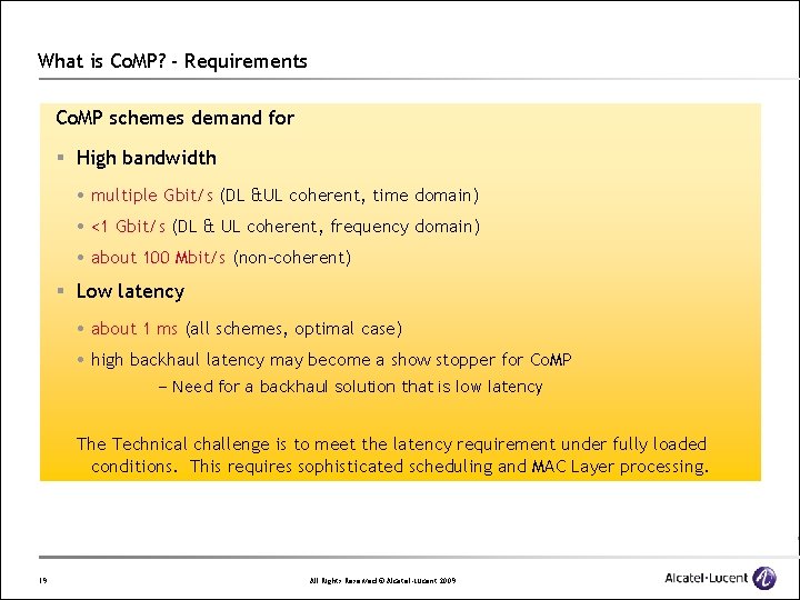 What is Co. MP? - Requirements Co. MP schemes demand for § High bandwidth