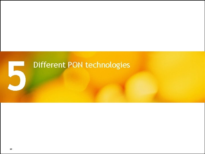 5 20 Different PON technologies All Rights Reserved © Alcatel-Lucent 2009 