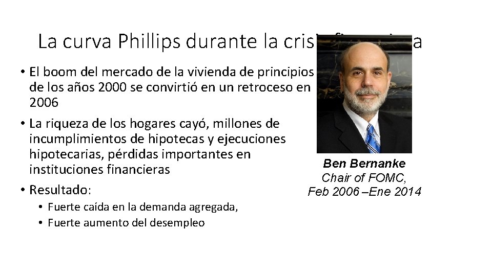 La curva Phillips durante la crisis financiera • El boom del mercado de la