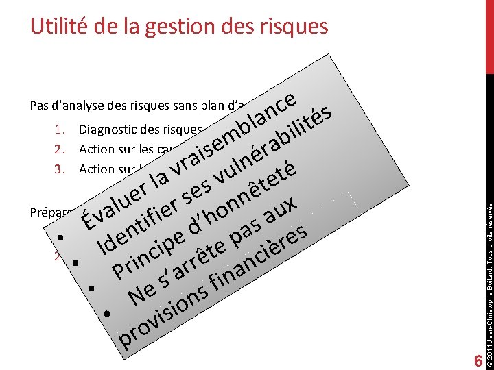 Utilité de la gestion des risques e c s n a é l ilit