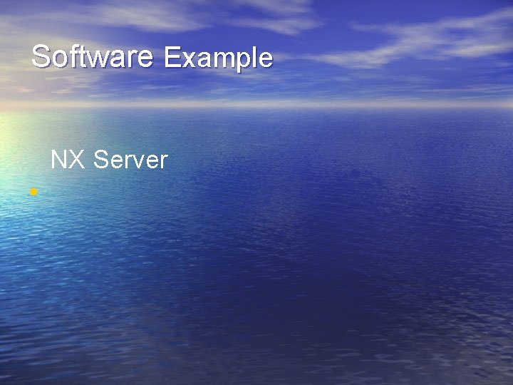 Software Example NX Server • 