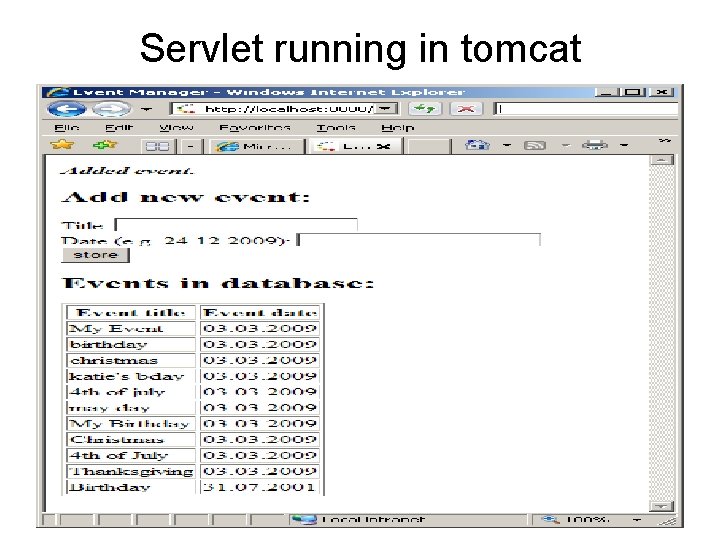 Servlet running in tomcat 