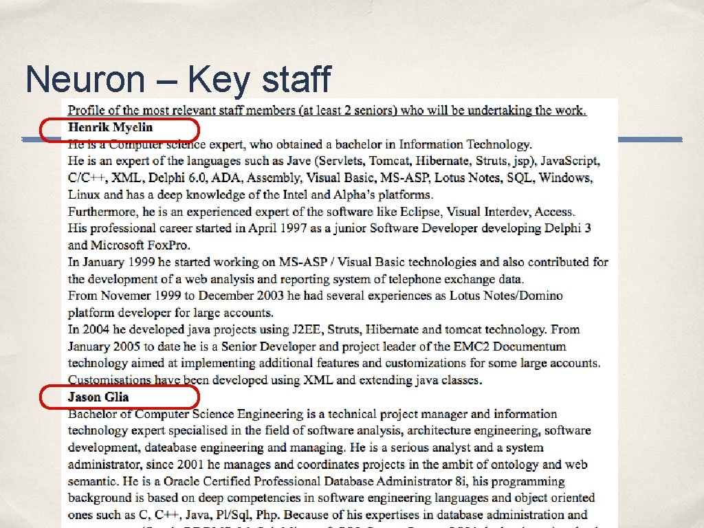 Neuron – Key staff 