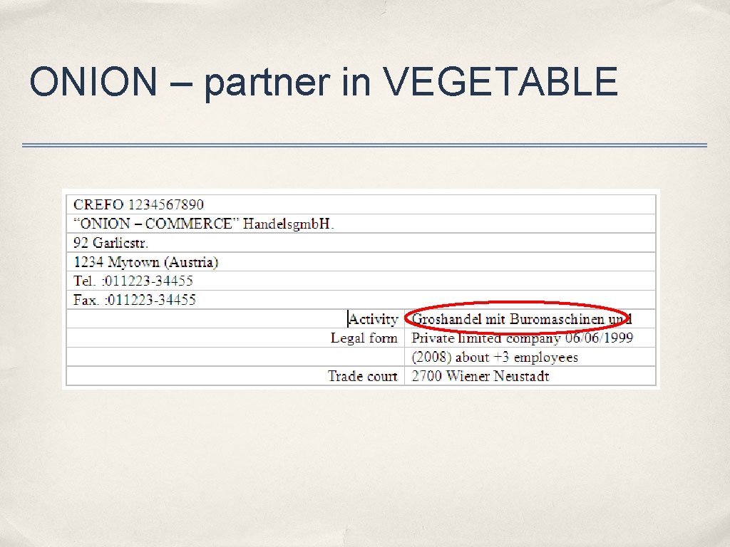 ONION – partner in VEGETABLE 