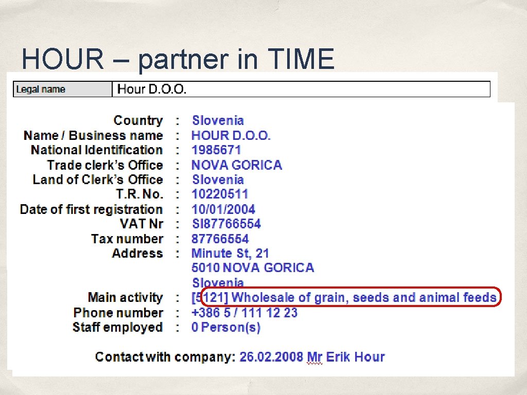 HOUR – partner in TIME 