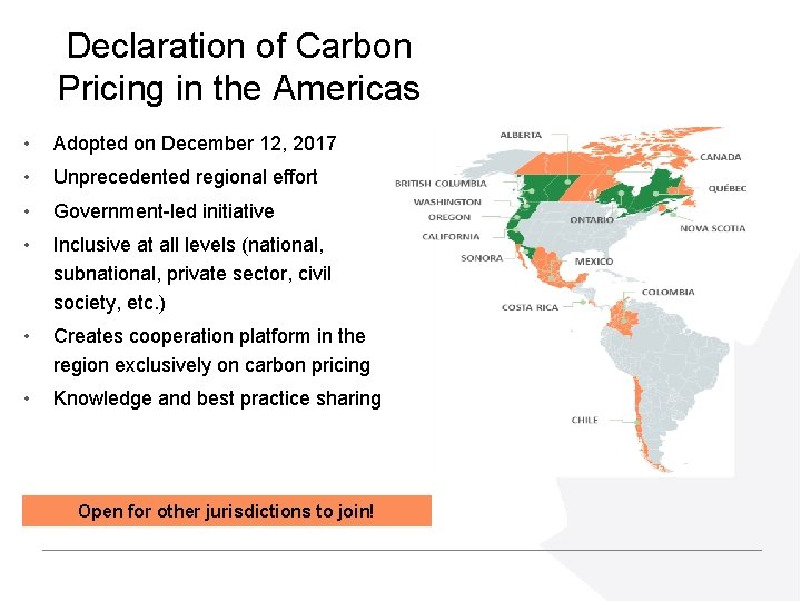 Declaration of Carbon Pricing in the Americas • Adopted on December 12, 2017 •