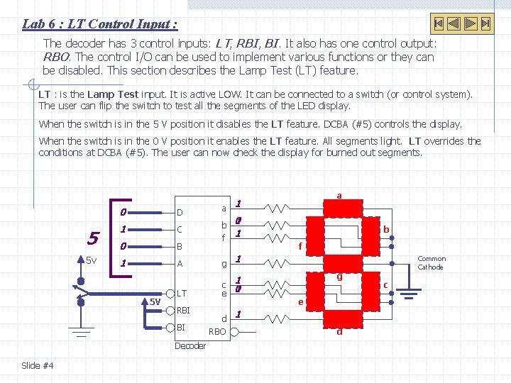 Lab 6 : LT Control Input : The decoder has 3 control inputs: LT,