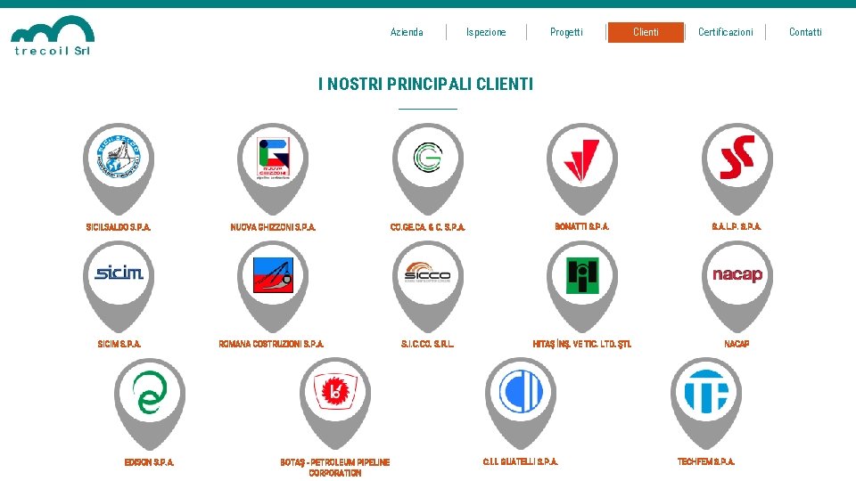 Azienda Ispezione Progetti Clienti Certificazioni I NOSTRI PRINCIPALI CLIENTI SICILSALDO S. P. A. NUOVA