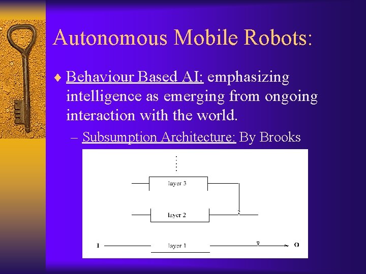 Autonomous Mobile Robots: ¨ Behaviour Based AI: emphasizing intelligence as emerging from ongoing interaction
