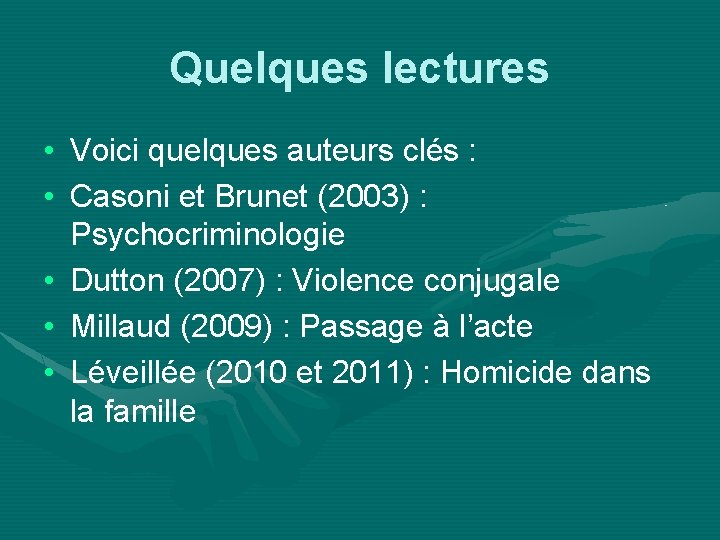 Quelques lectures • Voici quelques auteurs clés : • Casoni et Brunet (2003) :