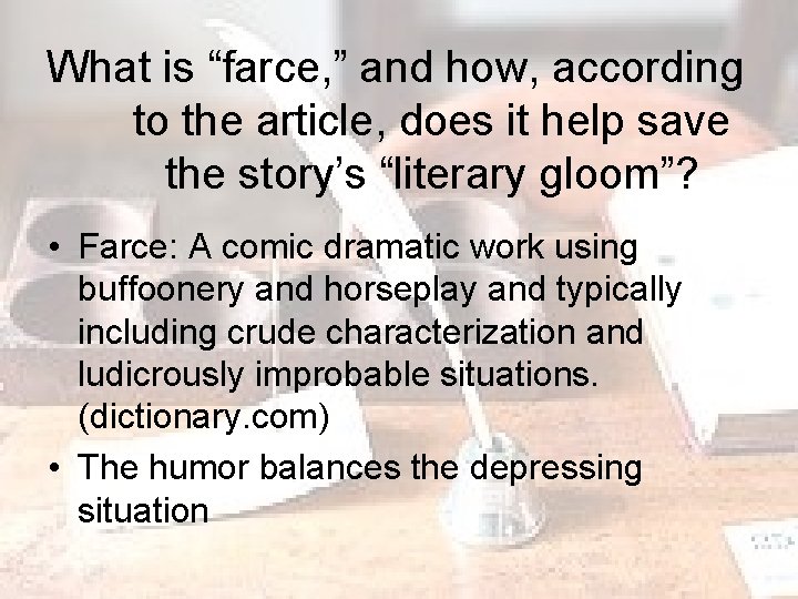 What is “farce, ” and how, according to the article, does it help save