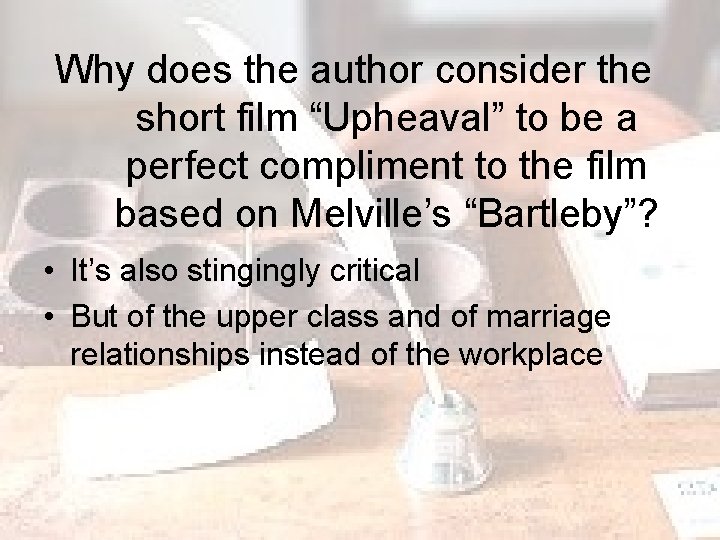 Why does the author consider the short film “Upheaval” to be a perfect compliment